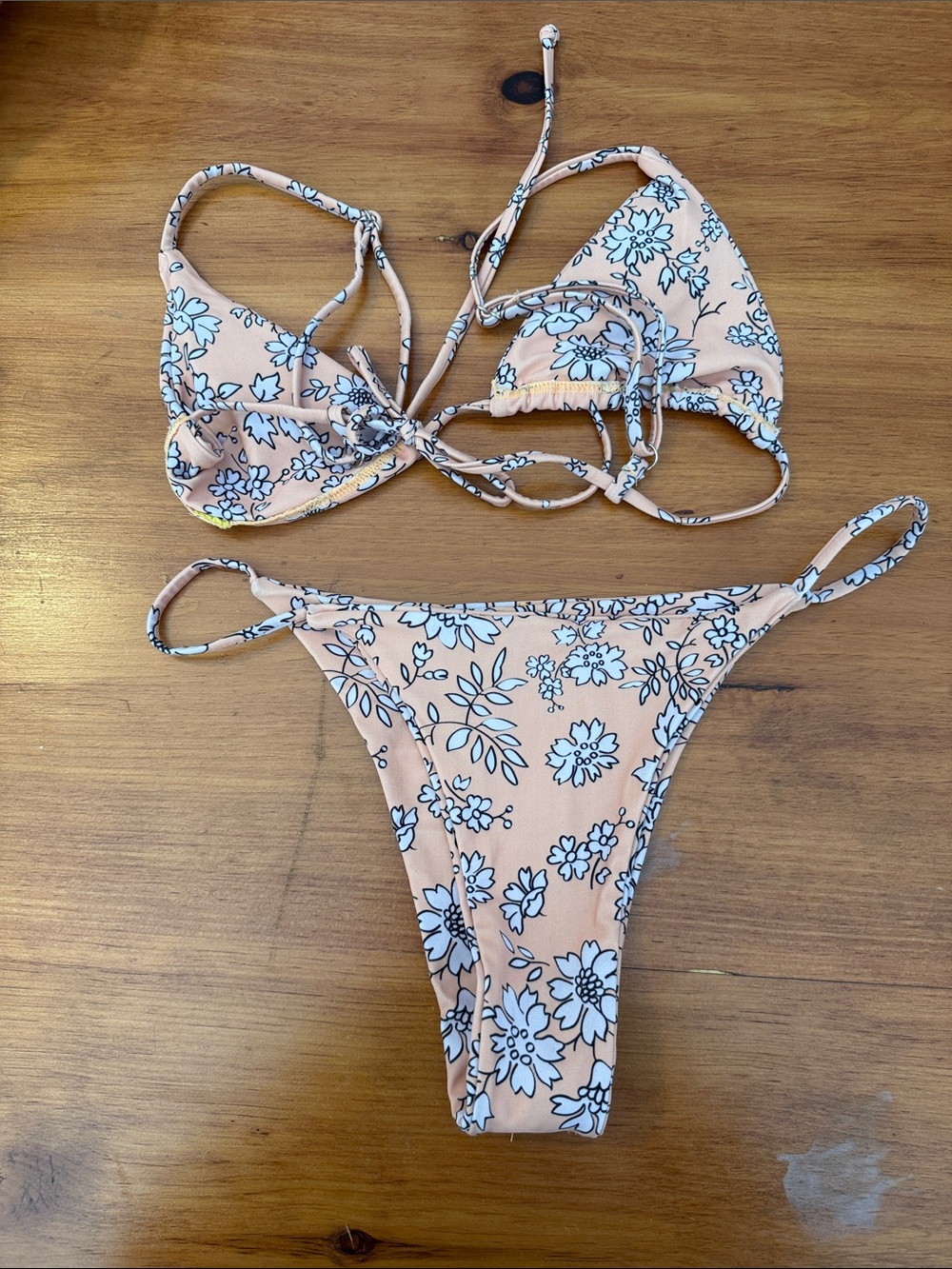 Peach Floral String Bikini Set - Picture 2 of 2
